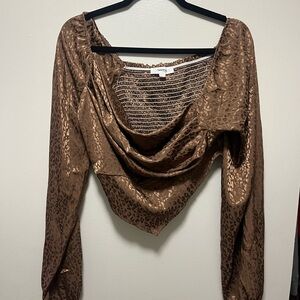 Brown Cowl Neck Top